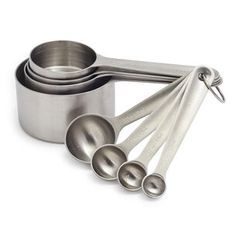 stainless steel measuring spoons and measuring cups