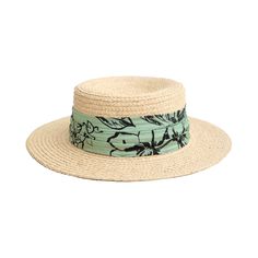 Introducing our "La Isla" Straw Hat with Ribbon Band, a luxurious beach hat made of 100% raffia that transports you to a tropical paradise. Featuring a ribbon band with vibrant floral designs inspired by the natural beauty of Caribbean island life, this handcrafted straw hat is both beautiful and practical. Perfect for sunny days, it's the ideal accessory to add a touch of elegance and island charm to your beachwear. Product Description: Digital printed with floral patterns on ribbon band 2 colo Summer Fedora Panama Hat Made Of Palm Leaf, Bohemian Palm Leaf Boater Hat With Short Brim, Bohemian Short Brim Boater Hat, Toquilla Straw Hat For Vacation, Beachy Straw Boater Hat With Flat Brim, Short Brim Toquilla Straw Hat Band For Vacation, Straw Boater Hat With Short Brim For Beach, Palm Leaf Straw Hat For Vacation In Spring, Bohemian Palm Leaf Hat Bands For Vacation