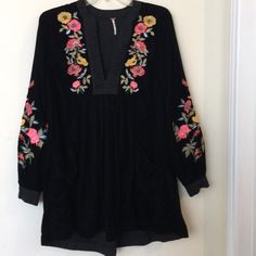 Reposhing This Item I Purchased From @Melania5. Loved It, But It Was For One Special Occasion, So Reposhing. It Is Beautiful And No Flaws, Looks Brand New Spring Embroidered Black Mini Dress, Black Velvet Embroidered Dress, Free People Black Dress With Flowers, Free People Ivy Velvet Mini Dress, Black Embroidered V-neck Mini Dress, Free People Dress, Free People, Special Occasion, Velvet