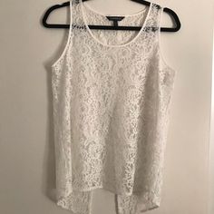 Nwot White Lace Express Tank Top With Open Slit In Back Silk Spaghetti Strap Top, Neon Pink Tank Top, Satin Tank Top, Halter Tank Top, Silk Camisole, Black And White Tops, Tank Top Camisole, Casual Tank Tops, Pink Tank Top