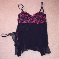 Super Sexy Babydoll With Matching Panties. Brand New Never Worn. My Cup Size Has Changed So This Would No Longer Fit. Has Been In My Lingerie Drawer For Years. My Loss Is Your Gain. Sleepwear Black, Lingerie Drawer, Pink Embroidery, Cup Size, Victoria's Secret Pink, Secret Pink, Women's Intimates, Baby Dolls, Victoria's Secret