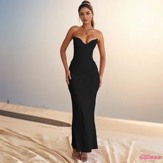 Qteee - Deep V-Neck Strapless Evening gown Maxi Dress Classy Evening Gowns, Off Shoulder Evening Gown, Strapless Evening Gowns, Pencil Skirt Dress, Maxi Gown, Maxi Gown Dress, Printed Pencil Skirt, Maxi Gowns, Dress Elegant