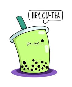 a green cup with a straw in it that says hey cuta