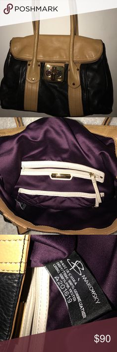 Ladies handbag NWOT BMarkowsky Tan/black handbag from smoke/pet free home b. makowsky Bags Satchels Black Handbag, Black Handbags, Gym Bag, Duffle Bag, Black And Brown, Satchel, Women Handbags, Pet, Handbags