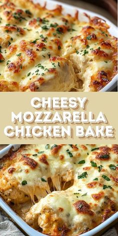 Cheesy Mozzarella Chicken Bake Ingredients: 4 large chicken breasts, boneless and skinless 2 tablespoons olive oil 1/2 teaspoon garlic powder Salt & pepper to taste 1.5 cups marinara sauce 1/2 cup freshly grated Parmesan cheese 1 cup shredded mozzarella #Cheesy #Mozzarella #Chicken #Bake Boneless Skinless Chicken Breast Recipes Baked, Mozzarella Chicken Bake, Baked Boneless Skinless Chicken Breast, Boneless Skinless Chicken Recipes, Baked Boneless Chicken Breast, Chicken Breast Casserole Recipes, Boneless Skinless Chicken Breast Recipes, Skinless Chicken Breast Recipes, Quick Chicken Breast Recipes