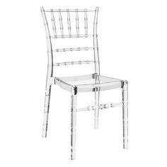 a clear plastic chair against a white background