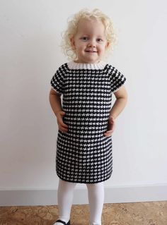 Crochet Houndstooth Baby Sweater Dress | Daisy Farm Crafts Baby Sweater Dress, Crochet Dress Girl, Houndstooth Sweater, Crochet Toddler, Farm Crafts, Simple Sweaters, Toddler Sweater