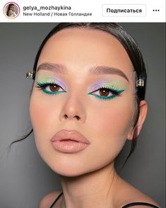 Drag Eye Makeup Step By Step, Multicolor Eyeshadow, Spring Eye Makeup, Abstract Makeup, Competition Makeup, Pastel Eyeshadow, Makeup Cantik