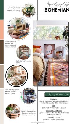 a brochure with pictures of furniture and decor in different colors, including the bedding