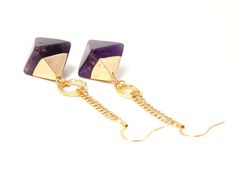 Amethyst Pendant Gold Dangle Statement Earrings Luxury Gold Amethyst Earrings, Amethyst Gemstone Drop Earrings With Accents, Gold Plated Drop Earrings With Gemstone Accents, Gold Plated Dangle Jewelry With Gemstone Accents, Luxury Amethyst Earrings For Gift, Gold Dangle Jewelry With Gemstone Accents, Gold Dangle Crystal Earrings With Gemstone Accents, Gold Amethyst Earrings With Gemstone Accents, Modern Amethyst Gemstone Earrings