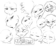 an image of various facial expressions in the style of avatars, drawn by hand