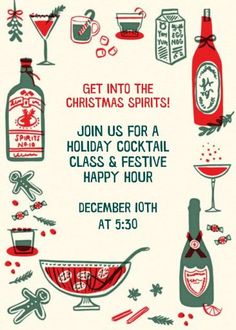 an advertisement for the holiday cocktail party