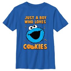 We can tell you how to get to Sesame Street and look good doing it, with these adorable designs for the whole family from the iconic, long-running children's series Sesame Street! Step onto Sesame Street with this officially licensed Boys' Just a Kid Who Loves Cookies Graphic T-Shirt featuring the adorable smiling face of Cookie Monster and the phrase: "Just a Kid Who Loves Cookies" with two delicious crispy cookies replacing the letter: "O" across the front. Bring joy and laughter to your day w Blue Family Matching T-shirt With Cartoon Print, Family Matching Blue T-shirt With Cartoon Print, Blue Family Matching T-shirt With Character Print, Funny Blue T-shirt With Character Print, Tv Clothes, Trending Graphic Tees, Crispy Cookies, Boys Graphic Tee, Sleeve Packaging