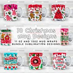 10 christmas mug designs bundle for sublimation