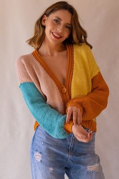 Knit Colorful Cardigan for Women, Cotton Cardigan, Knit V-neck Sweater, Multi Color Patckwork Jacket, Chunky Cropped Cardigan, Gift for Her - Etsy Multicolor Knitted V-neck Cardigan, Multicolor Knit V-neck Cardigan, Multicolor V-neck Outerwear For Fall, Casual Multicolor V-neck Cardigan, Fall Patchwork V-neck Sweater, Multicolor V-neck Outerwear For Layering, Multicolor V-neck Color Block Cardigan, Multicolor Patchwork V-neck Outerwear, Multicolor Color Block Sweater For Layering