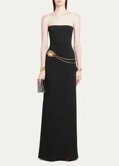 TOM FORD Stretch Sable Strapless Evening Dress with Cutout Detail - Bergdorf Goodman Elegant Gold Strapless Dress, Chic Gold Strapless Evening Dress, Luxury Strapless Dress, Chic Gold Strapless Dress For Evening, Luxury Strapless Evening Dress, Elegant Gold Strapless Dress For Gala, Elegant Gold Strapless Cocktail Dress, Gold Strapless Dress For Evening, Luxury Strapless Maxi Dress For Formal Occasions