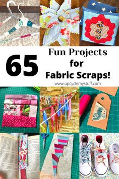 the top five projects for fabric scraps with text overlay that reads fun projects for fabric scraps