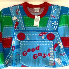 Description Unisex Chucky Good Guys Cosplay Halloween Holiday Sweater Condition: Brand New With Tags Unused And Unworn Size: Unisex M Guys Cosplay, Chucky Cosplay, Cosplay Halloween, Holiday Sweater, Sweaters Crewneck, Colorful Sweaters, A Good Man, Men Sweater, Man Shop