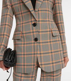 Dorothee Schumacher - Modern Heritage checked single-breasted blazer | Mytheresa Workwear Notch Lapel Sport Coat With Houndstooth Pattern, Houndstooth Notch Lapel Sport Coat For Work, Houndstooth Pattern Sport Coat With Notch Lapel For Work, Classic Houndstooth Office Blazer, Classic Houndstooth Blazer For Office, Plaid Single-breasted Blazer For Office, Plaid Single Breasted Blazer For Office, Tailored Plaid Blazer With Hidden Button Closure, Business Blazer With Notch Lapel And Houndstooth Pattern