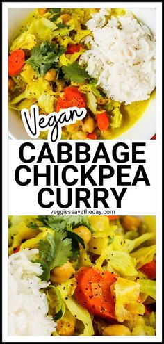 this vegan cabbage and chickpea curry is an easy, healthy meal that's ready in under 30 minutes