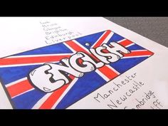 the british flag has been drawn on top of an envelope with writing that reads english