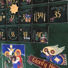 "Please note, this listing is for a DIY kit of the fabric for you to easily sew your own Advent Calendar It's here! A 40 day advent calendar to use throughout the Nativity fast. 10 pockets feature icons of the saint or feast of that day, and the journey ends on the the largest pocket depicting a Nativity scene inspired by Coptic icons. Greenery, birds, snow, and cheerful winter scenes decorate the other pockets. The pockets are labeled 1-40, but if you peek inside the pocket you can see the date Coptic Icons, The Nativity, Advent Calendars, The Saint, Nativity Scene, That Day, Diy Kit, Winter Scenes, Diy Kits