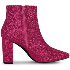 These stylish boots are made of a material that will be a big hit. They have an elasticated side zipper, sequin upper, and high-block heels for an added touch of style. They are great for parties, clubs, dating, daily, and going out. These boots are eye-catching, so just pair them with your skirts or skinny jeans to create a stylish, fashionable look. Ankle-high Party Boots With Zipper Closure, Glamorous High Heel Boots With Zipper Closure, Party Ankle Boots With Zipper Closure, Glamorous Winter Boots With Sequins, High Heel Sequined Winter Boots, Sequin Boots For Night Out In Fall, Sequin Boots For Fall Night Out, Glitter Ankle Boots For Winter, Glitter Ankle Boots For Night Out