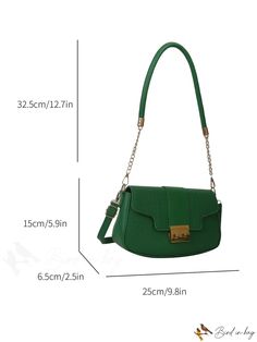 BirdinBag - Retro Single Shoulder Armpit Bag: Stylish Womens Chain Crossbody Handbag with Niche Design Green Rectangular Baguette Bag With Gold-tone Hardware, Green Shoulder Bag With Gold-tone Hardware, Trendy Green Bag With Gold-tone Hardware, Travel Baguette Bag With Chain Strap Satchel, Green Bags With Chain Strap For Daily Use, Green Bag With Chain Strap For Daily Use, Green Shoulder Bag With Hasp Closure For Office, Green Shoulder Bag With Chain Strap For Travel, Trendy Green Satchel With Gold-tone Hardware