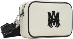 Canvas messenger bag in off-white. · Adjustable and detachable logo-woven crossbody strap · Logo embroidered at face · Zip closure · Logo-woven satin lining · Logo-engraved silver-tone hardware · H4.75 x W7.5 x D2 Supplier color: Birch White Travel Bag With Logo Hardware, White Rectangular Shoulder Bag With Embossed Logo, White Travel Shoulder Bag With Embossed Logo, White Shoulder Bag With Embossed Logo For Travel, Designer Rectangular Bag With Logo Patch, Travel Crossbody Shoulder Bag With Embroidered Logo, White Rectangular Shoulder Bag With Embroidered Logo, Designer Rectangular Bags With Logo Patch, Designer White Bag With Embroidered Logo