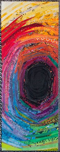 an abstract painting with many different colors and patterns on it's surface, including the center