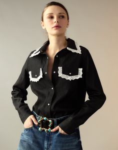 Not My First Rodeo Denim Shirt Not My First Rodeo, My First Rodeo, Shirt With Lace, First Rodeo, Rodeo Fashion, Derby Party, Western Shirt, Cynthia Rowley, New Arrival Dress