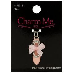 Details: 	 Dimensions: 1.09" x 0.27" 	 Material: Metal & Fabric 	 Color: Pink & Clear 	 Metal Color: Silver 	 Age Grade: 16+ 	 Quantity: 1 Integrate more dazzling pendants and charms into your jewelry projects! Pink Ballet Slipper Charm has a narrow shape with soft pink coloring and a cute fabric bow tied through it. The rim of the slipper is encrusted with shiny rhinestones. Loop it into a chic bracelet or necklace, as well as into exciting mixed media designs. Express your creativity through s Adjustable Pink Dangle Charm Necklaces, Pink Adjustable Dangle Charms, Pink Dangle Charms For Gifts, Pink Nickel-free Dangle Charms, Nickel-free Pink Dangle Charms, Pink Charms For Valentine's Day, Cute Pink Charms For Jewelry Making, Valentine's Day Pink Nickel-free Charm Necklace, Pink Charms With Lobster Clasp For Jewelry Making