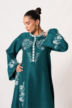 Haleh – Sania Maskatiya International Sania Maskatiya, Ivory Colour, Delicate Embroidery, Website Features, Silk Trousers, Pakistani Dress Design, How To Dye Fabric, Ivory Color, Raw Silk