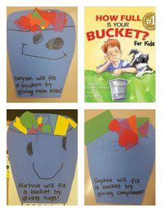 four different pictures of children's books about buckets