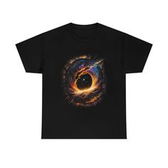 Black Hole shirt for the space lover.  100% Cotton Props in photos not included with purchase. Black Cotton Space-themed T-shirt, Black Cotton T-shirt With Space Theme, Black Short Sleeve Space-themed Tops, Hole Shirt, Planet Shirt, Space Shirts, Space Lovers, Black Hole, Black Shirt