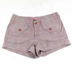 Y2k Low Rise Pink Mauve Plaid Shorts Size 5 Juniors Please See Photos For Measurements New With Tags Deadstock Brand: Maxrave 100% Cotton #Y2k #Darkacademia #Clueless #Meangirls Y2k Mid-rise Cotton Shorts, Y2k Style Mid-rise Cotton Shorts, Y2k Cotton Bottoms Short Length, Y2k Cotton Short Bottoms, Y2k Cotton Shorts, Y2k Mid-rise Shorts With Pockets, Y2k Fitted Short Bottoms, Y2k Style Short Bottoms For Spring, Fitted Short Y2k Bottoms