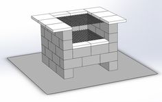 a drawing of a brick fire place in the shape of a square with an opening at the top