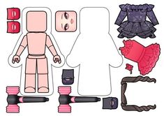 the paper doll is cut out and ready to be put into its own costume or dress