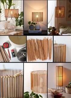 several pictures of different types of lighting fixtures and materials that are being used to make lamps