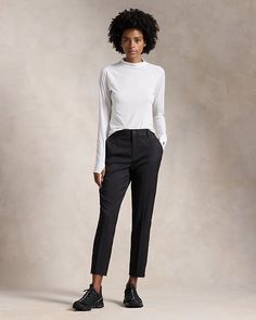 Ralph Lauren Chic Spring Pants, Chic Ralph Lauren Spring Pants, Workwear Cropped Leg Pants With 4-way Stretch, Classic 4-way Stretch Pants For Fall, Ralph Lauren Straight Leg Work Bottoms, Stretch Chinos For Fall Workwear, Ralph Lauren Relaxed Fit Straight Leg Bottoms, Ralph Lauren Straight Leg Bottoms For Workwear, Stretch Chinos For Workwear, Fall Season