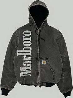 Marlboro Carhartt Grey Jacket Grey Jacket, Men's Leather Jacket, Embroidered Hoodie, Mode Inspo, Mode Vintage, Leather Jacket Men, Look Cool