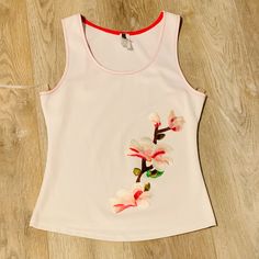 PALACIO Women's Embroidered Top Size Medium Sleeveless Orchid Like New In excellent condition. Very pretty top with embroidered orchids on front. Hand wash cold. Fitted Floral Embroidery Tank Top, Fitted Tank Top With Floral Embroidery, White Fitted Tank Top With Floral Embroidery, Fitted White Tank Top With Floral Embroidery, Pink Sleeveless Top With Floral Embroidery, Womens Tank Tops, Embroidery Top, Pretty Top, Front Hand