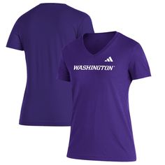 The adidas Purple Washington Huskies Blend V-neck T-shirt is the perfect way to show your support for the Washington Huskies. Made from a comfortable blend of recycled polyester and cotton, this t-shirt features screen-printed graphics that proudly display the Huskies logo. Whether you're cheering on the team at the game or just showing your support around town, this t-shirt is sure to turn heads. Cotton V-neck Athleisure T-shirt, Adidas Athleisure T-shirt With Go-dry, Adidas Sporty V-neck Tops, Sports Team Name V-neck T-shirt, Sporty V-neck T-shirt With Team Name, Husky Logo, Adidas Purple, Washington Huskies, V Shape