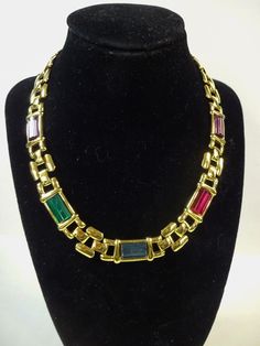 Beautiful necklace by Napier Vintage item Signed with patent number on clasp Goldtone  Swarovski crystals in red, blue, green, purple 17" long   . We ship by USPS within 48 hours on Monday – Friday. We ship to the United States only.  We will combine postage if you make a request prior to paying. We are happy to answer questions about our listings and strive for 5-star service for our customers.   Have a great day!  Got Ya Covered Returns not accepted.  Please read descriptions and look at pictu Formal Multicolor Jeweled Necklaces, Formal Multicolor Jeweled Necklace, Napier Jewelry, Red Blue Green, Beautiful Necklace, Fashion Jewelry Necklaces, Monday Friday, Swarovski Crystal, Fashion Watches