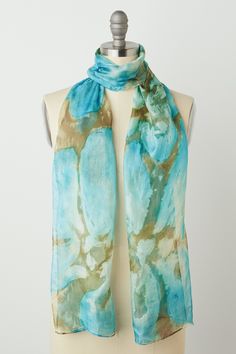 Silk Scarf - Okanos Flower Collection is inspired by the seasonal change from summer to fall, out breathing of beauty in colors . Scarves are hand painted on silk double woven fabric. After the fabric goes through the degumming process and is painted, the silk has a wonderful sheen and texture. Okanos use of color and hand painting captures the language of calm. Artistic Hand Dyed Silk Scarf For Summer, Artistic Hand-dyed Silk Scarf For Summer, Hand Dyed Silk Scarf For Summer, Hand Painted Silk Scarf For Summer, Blue Silk Scarf, Flower Collection, Artful Home, Summer To Fall, Silk Painting