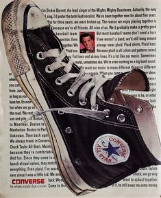 Vintage Converse Ad The Original Black Chuck Taylor All-Stars Hi Tops Scuffed with Might Bosstones Story 90s Horns Band Fun Iconic 12x10 Check out the large visual in this vintage Converse ad featuring the iconic black Chuck Taylor All-Stars. These original hi tops, proudly scuffed from countless adventures, comes alive with the story of the Mighty Bosstones, a 90s horns band known for their energetic and fun performances. Yo; who can deny the timeless appeal of Converse Chuck Taylor All-Stars a Converse Poster, Outsiders Imagines, Shoes Poster, Converse Vintage, Black Chuck Taylors, Converse Cons, Black Chucks, Vintage Converse, Vintage Sneakers