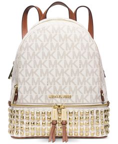 MICHAEL Michael Kors Rhea Zip Small Studded Backpack Studded Backpack, Michael Kors Backpack, White Backpack, Travel Daypack, Backpack Travel, Backpack Travel Bag