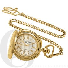 A Stunning Gold-Plated Gift - Gold-Plated Hunter Case Quartz Charles Hubert Pocket Watch - http://www.forevergifts.com/gold-plated-hunter-case-quartz-charles-hubert-pocket-watch/ Pocket Compass, Gold Pocket Watch, Gold Plated Watch, Forever Gifts, Pocket Watches, Gold Case, White Dial, Watch Movement, Brass Material