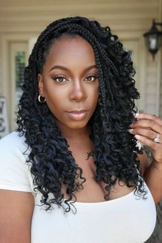 Best Crochet Hair, Crochet Hair Styles Freetress, Senegalese Twist Crochet Hair, Box Braids Crochet, Waterfall Hairstyle, Synthetic Braiding Hair, Sophisticated Hairstyles, Crochet Box Braids, Crochet Hair Extensions