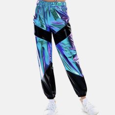 Nwot Size Small Bundle To Save! Free Gift With Every Order! Offers Always Welcome Next Day Shipping On Most Orders Holographic Pants, Lost Lands Outfit, Patchwork Trousers, Rave Pants, Trousers Details, Disco Pants, Leather Pant, Costume Intero, Loose Pants